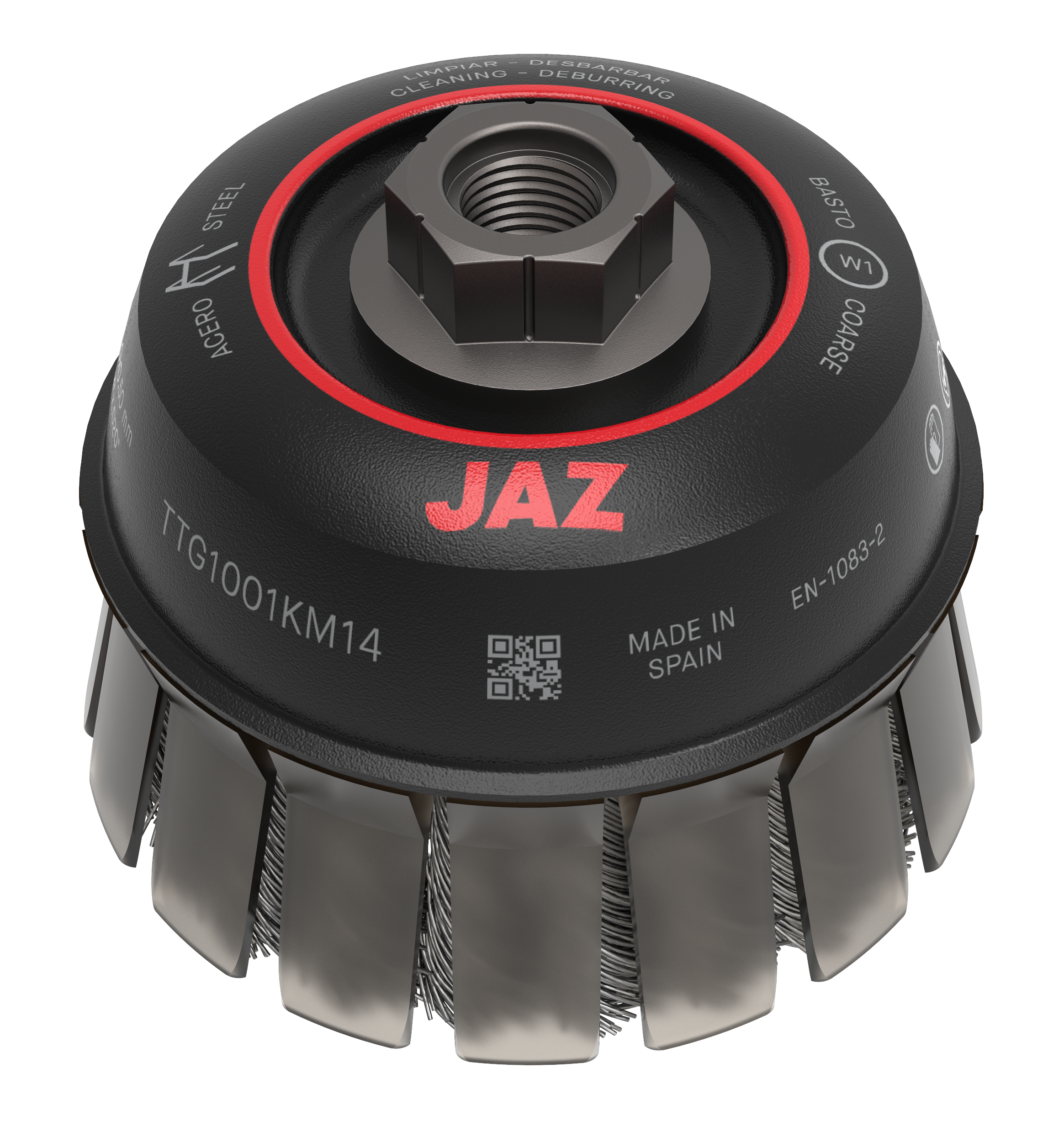 Cup Brush with Protection Guard - Cable Crimped Carbon Steel - 4 in